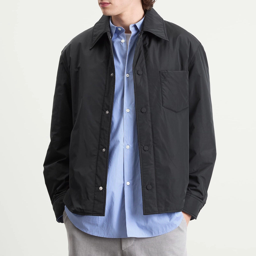 AMI Paris Men's Technical Taffetas Overshirt Noir
